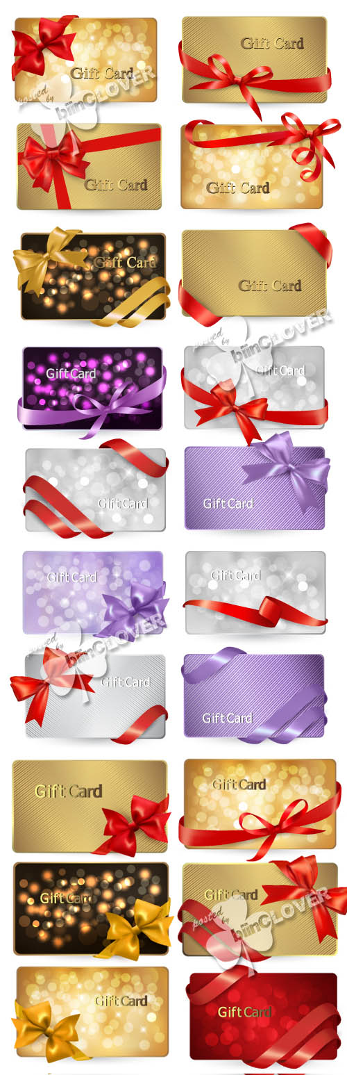 Festive cards with ribbons and bows 0341