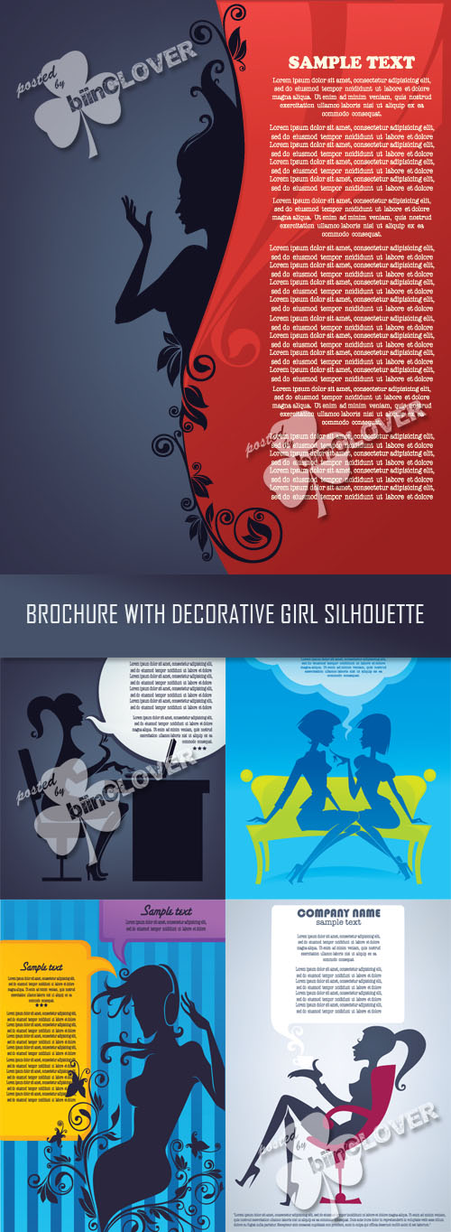 Brochure with decorative girl silhouette 0349