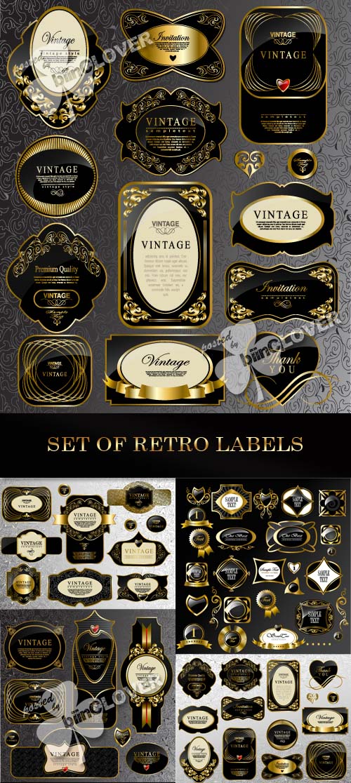 Set of retro labels 0350
