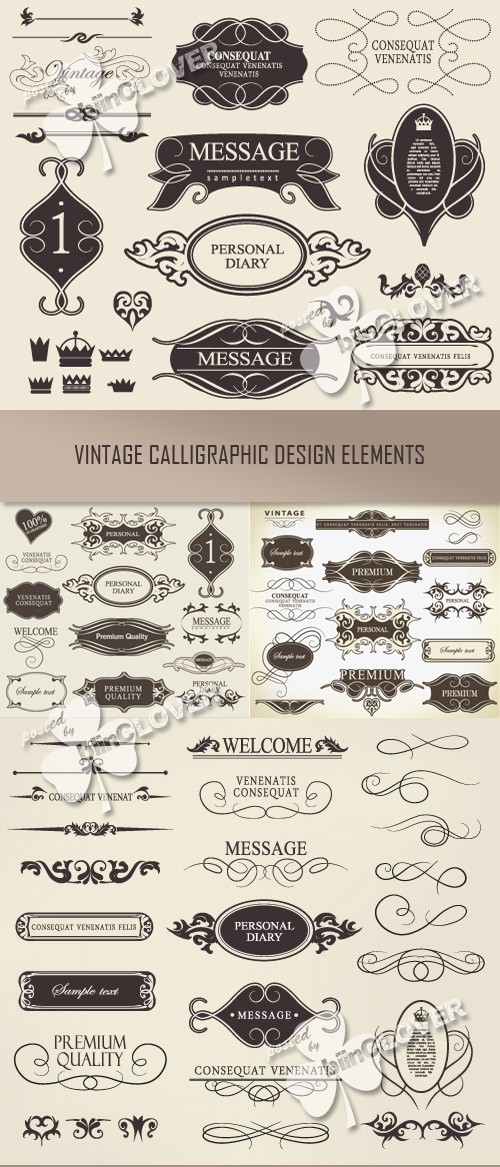 Vintage calligraphic design elements 0350