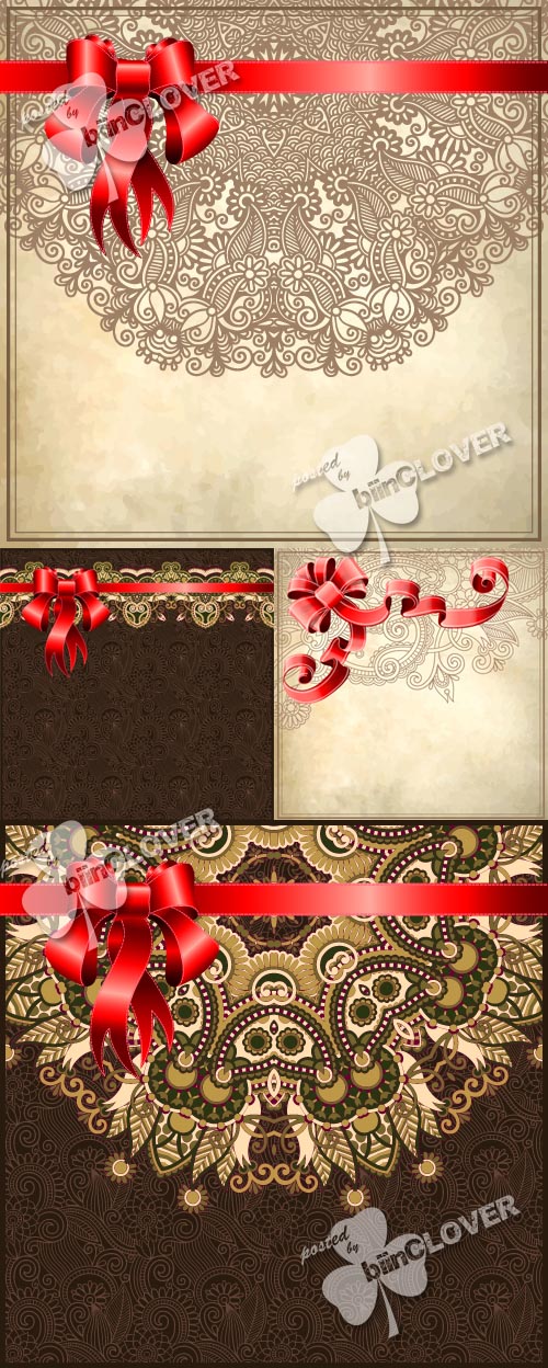 Festive background with red ribbons 0353