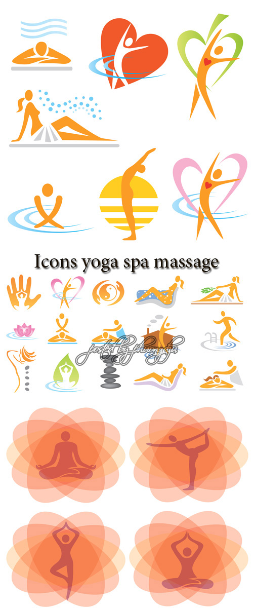 Vector - Set 5 Icons yoga spa massage  
