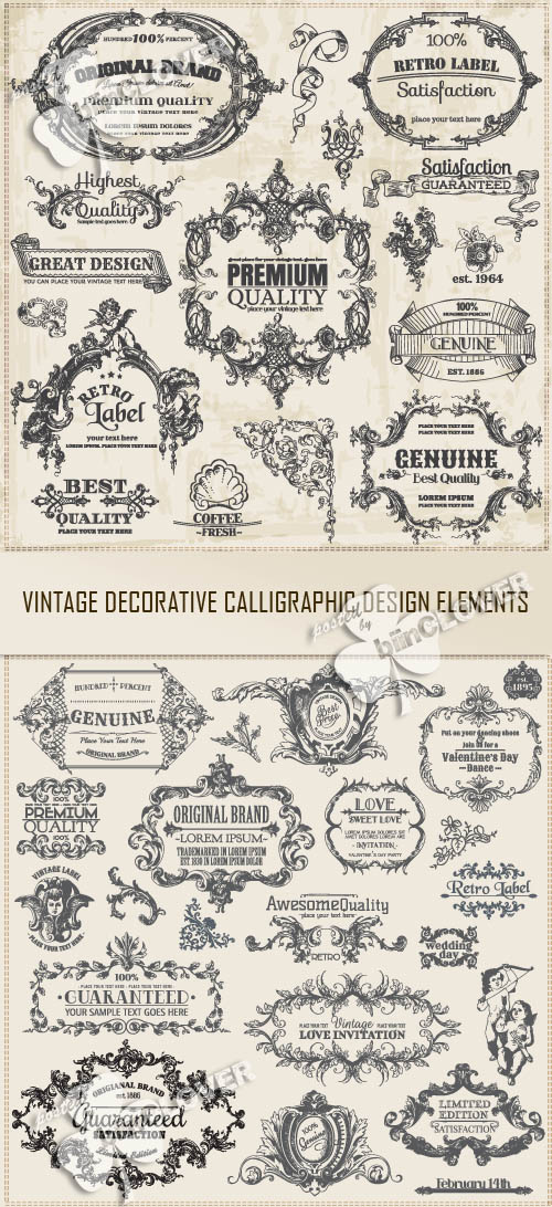 Vintage decorative calligraphic design elements 0372