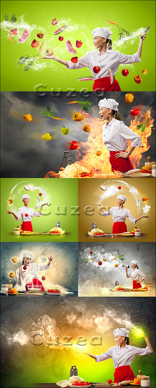 Infernal kitchen - the creative cook in kitchen - Stock photo