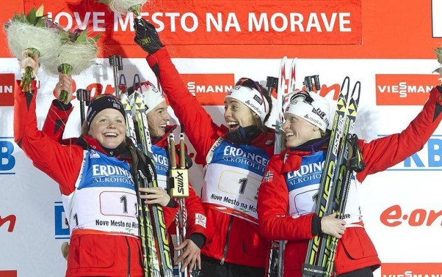 сборная России жен, сборная Германии жен, сборная Норвегии жен, сборная Украины жен, Чемпионат мира по биатлону