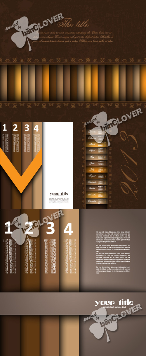 Brown numbered banners design 0365