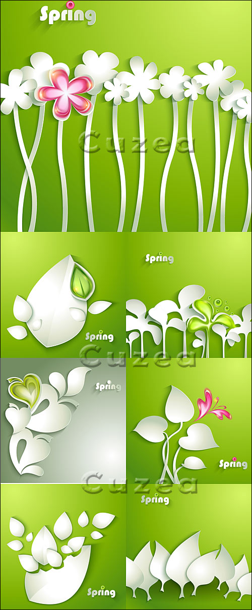      / Spring background with leaves and butterfly in vector