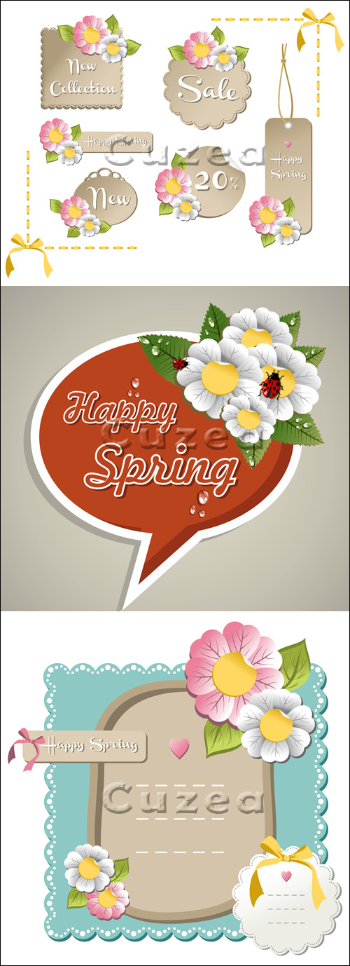    / Spring banners and labels in vector