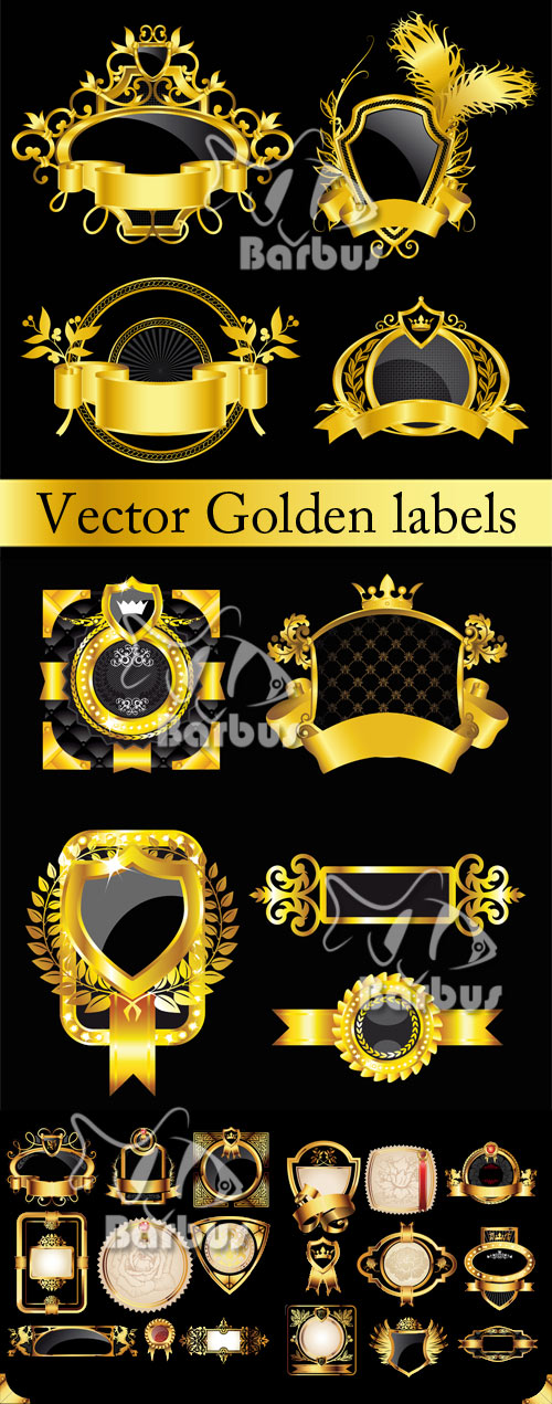 Vector Golden labels with heraldry elements /      