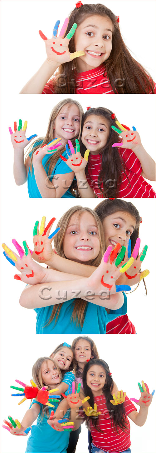    / Children with color hands - Stock photo