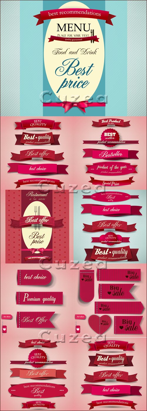       / Roz banners with inscriptions for menu