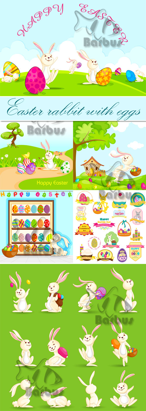 Easter rabbit with eggs /    