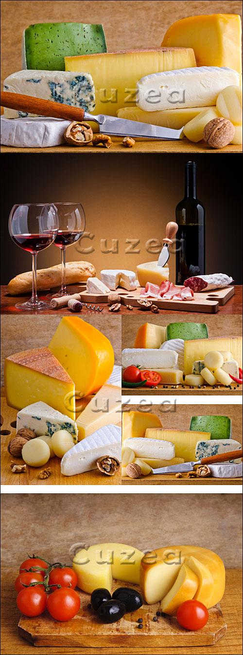      / Glasses of red wine and cheese - Stock photo