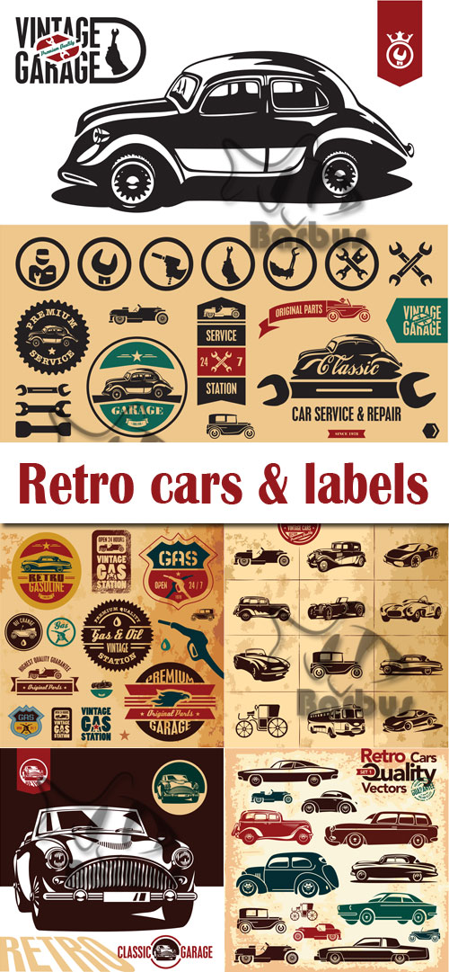 Retro cars and labels /    