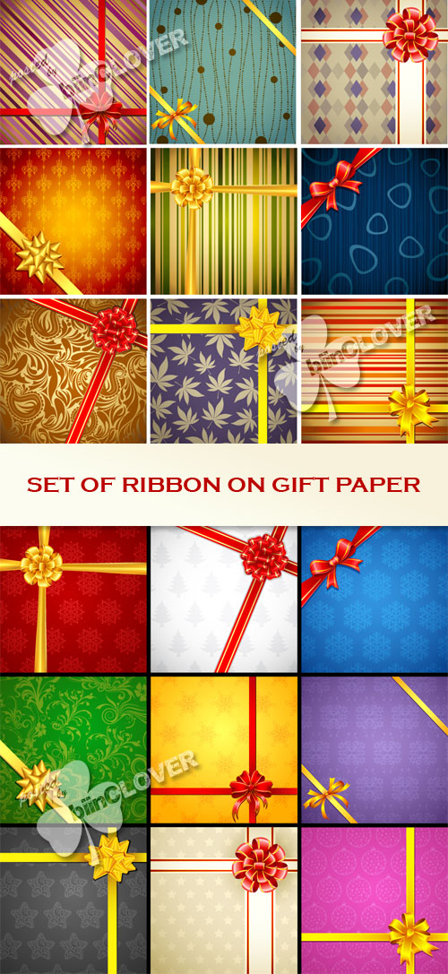 Set of ribbon on gift paper 0402